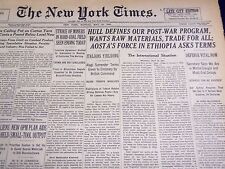 1941 MAY 19 NEW YORK TIMES - HULL DEFINES OUR POST - WAR PROGRAM - NT 1090 picture