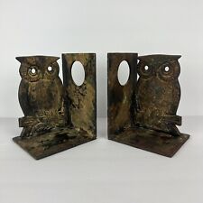 Vintage Iron Owl Bookends Japan Japanese Verdigris Green Patinated picture