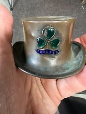 Vintage Brass Top Hat Made in Ireland Figurine Cake Topper 3” x 2 1/2” picture