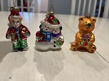 THOMAS PACCONI Blown Mercury Glass Lot Of 3 Christmas Ornaments Vtg 20 Years Old picture
