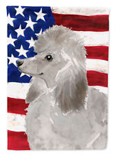 Grey Standard Poodle Patriotic Flag Canvas House Size BB9385CHF picture