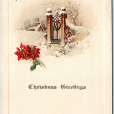 c1910s John Winsch Embossed Christmas Greeting Nice Litho Gilt Gate Door PC A204 picture