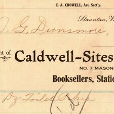 1908 Scarce Caldwell-Sites Stationers Billhead Letterhead Staunton, VA   picture