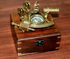  ANTIQUE WORKING VINTAGE NAUTICAL GERMAN MARINE BRASS SEXTANT WITH WOODEN BOX picture