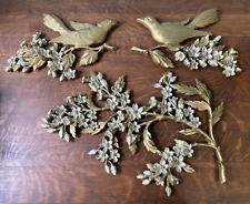 Vintage Dart Ind. Plastic Resin Wall Hanging 3pc Bird Dogwood Cherry Blossoms picture