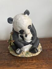 Panda Bear & Baby Figurine: Homco  Masterpiece Porcelain - Vintage 1988 picture