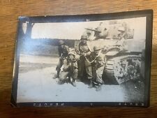 WW2 Rare Snapshot Photo Tank US Soldiers with Machine Guns  picture