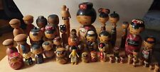 Rare Lot of 30+ Japanese Folk Wooden Kokeshi Doll Collection picture