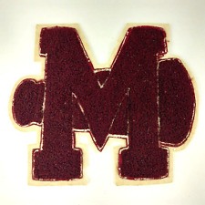Rare Vintage 1950s Letterman's Chenille Letter M Varsity Cheer Patch Maroon picture