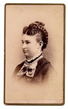 ANTIQUE CDV CIRCA 1880s A.C. PLATT GORGEOUS YOUNG LADY FANCY DRESS SANDUSKY OHIO picture