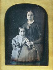 Antique Daguerreotype Photo - Beautiful Young Lady & Child Holding a Baseball picture
