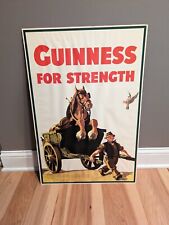 Vintage Guinness Beer Sign Framed Poster Guinness For Strength John Gilroy 1949  picture