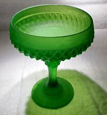 Antique Satin Green Diamond  Point Compote picture