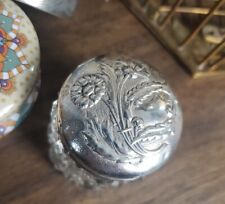 Antique Victorian Sterling Silver and Crystal Hobnail Cut Vanity Powder Jar  picture