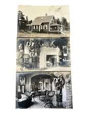c1910 Lot of 3 RPPC House American Flag Deer Trophy Interior Real Photo P176 picture