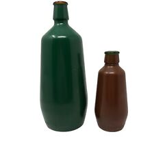 Vintage J M Da Fonseca Wine Bottle Large Green Small Brown Set of 2 Collectible picture