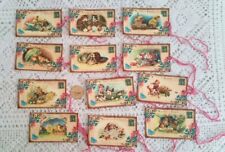 12~Easter~Vintage~Kitties~Chicks~Bunnie~Fussy Cut~Linen Cardstock~Gift~Hang~Tags picture