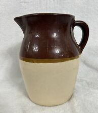 Vintage Two Tone 2-tone Brown Glazed Antique Stoneware Pitcher picture