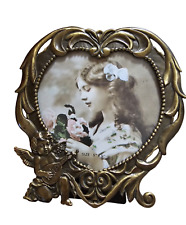 Vintage Angel Cherub Music Ornate Heart Picture Frame 5