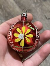 Vintage Fantasia Painted Mercury Glass Ornament Poland Round 1-3/4” picture