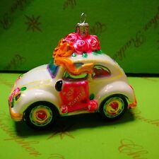 VALENTINE CHRISTOPHER RADKO PROTOTYPE JUST MARRIED BEETLE CAR - GLASS ORNAMENT picture