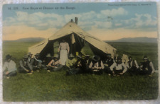 Vintage Post Card Cowboys at Dinner on the Range c1908 Photo Chas Morris picture