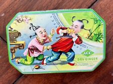 Vintage Dry Ginger Candy Tin Can 1940s Hong Kong Whimsical Humorous Kids Laugh picture