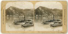 c1900's Real Photo Stereoview Card St. Goarshausen From Across the Rhine Germany picture