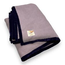 Vtg Chatham Elegance Wool Blanket Lavender Purple w/ Velvet Trim 72x85” picture