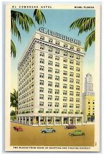 c1940's El Condoro Hotel Exterior Cars Scene Miami Florida FL Unposted Postcard picture