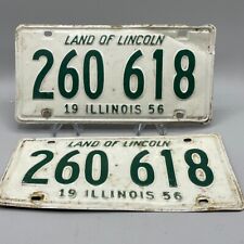 Illinois 1956 Vintage PAIR License Plate Front/Rear Tag Pickup Man Cave Garage picture