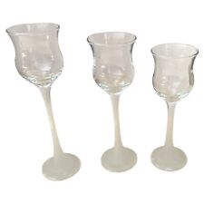 Partylite Iced Crystal Trio Frosted Stemmed Glass Votive Candle Holders Set of 3 picture
