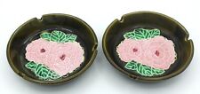 Floral Ashtray Set Vintage Made in Japan Ceramic Pink Flowers picture