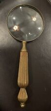VINTAGE 10 inch BRASS HAND-HELD NAUTICAL 4 Inch MAGNIFYING GLASS picture