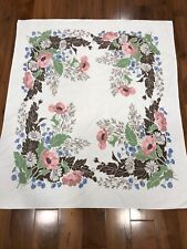 Vintage Cotton Floral Printed Tablecloth - 45” x 51” - free postage picture
