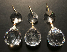 3 x Vintage Antique Chandelier Replacemens Faceted Crystal Ball + Octagon Prism picture