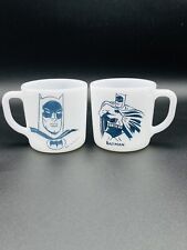 Vintage Batman Westfield Milk Glass Mugs 1966 TWO Mugs Comics picture