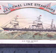 National Line Steamship SS Queen New York Canada Steamer Sailing Ship Trade Card picture