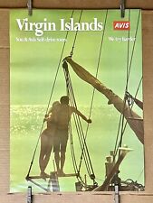 Vintage Virgin Islands Travel Poster • Avis Car Rental • 17”x 23” picture