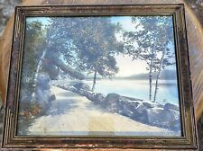 Antique Early Charles Sawyer Type Hand Colored Photo Newfound Lake NH Circa 1920 picture