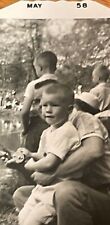1958 photo Boy Son Dad Fishing Trout Fisherman May ‘58  Kodak 3”x 3” Portrait picture
