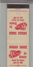 Matchbook Cover - Fire Related - Richard Crooks For Arcade Fire District Directo picture