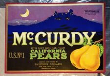 Vintage Original California Pears Crate Label McCurdy Lick Observatory Santa Cla picture