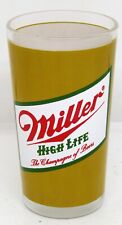 Vintage Miller High Life Beer Advertising Bar Glass 12oz Champagne of Beers picture