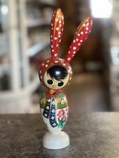 Vintage Bunny Rabbit Geisha Girl Wooden bobblehead Doll *Signed *12.5” Tall picture