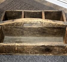 Antique Vintage Handmade Folk Art Wood Tool Shoe Shine Box Crate Carry Tote picture