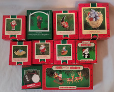 Hallmark 1986 Lot of 10 Hallmark Christmas Ornaments Mouse Panda Santa in Boxes picture