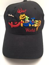 Walt Disney World Ball Cap Snap Back Hat Black Embroidered Character Letters picture