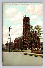 Rochester NY- New York, St Bridget's Church, Religion, Vintage Souvenir Postcard picture