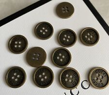 Lot of 11 pcs Gucci Flat button metal 16 mm 0,63  inch GG Logo Silver 4- holes picture